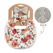 Load image into Gallery viewer, Reversible Boho Bib and Headband Set
