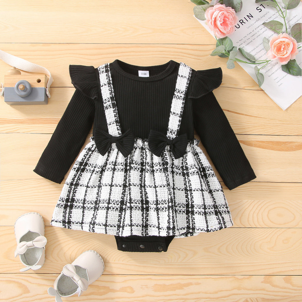 Black Check Baby Romper