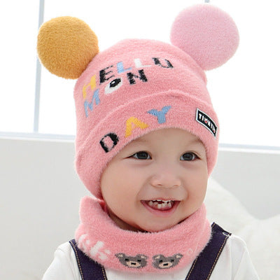 Baby's Pom Pom Beanie and Scarf Set