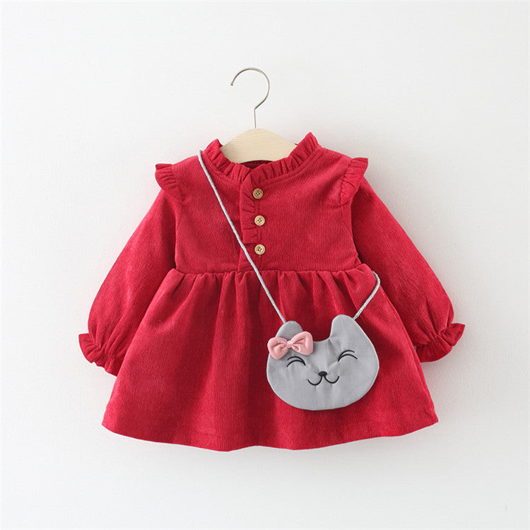 Girls Winter Dress with kitty detail